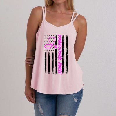 Correctional Nurse Usa Flag Healthcare Medical Prison Nurse Great Gift Women's Strappy Tank