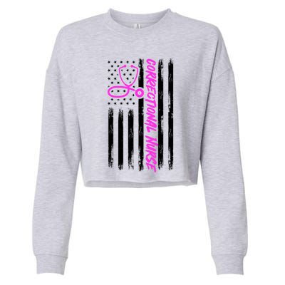 Correctional Nurse Usa Flag Healthcare Medical Prison Nurse Great Gift Cropped Pullover Crew