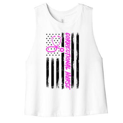 Correctional Nurse Usa Flag Healthcare Medical Prison Nurse Great Gift Women's Racerback Cropped Tank