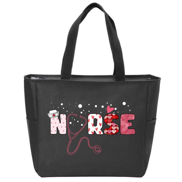 Cute Nurse Valentines Day Gift Zip Tote Bag