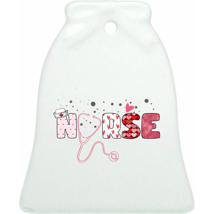 Cute Nurse Valentines Day Gift Ceramic Bell Ornament