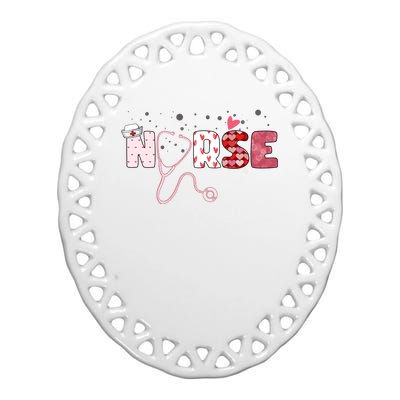 Cute Nurse Valentines Day Gift Ceramic Oval Ornament