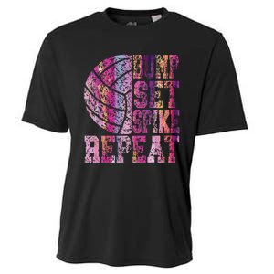 Colorful N Volleyball Bump Set Spike Repeat Cooling Performance Crew T-Shirt