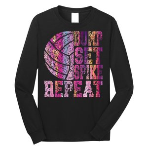 Colorful N Volleyball Bump Set Spike Repeat Long Sleeve Shirt