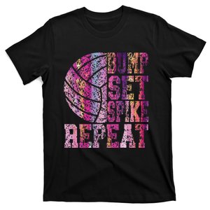 Colorful N Volleyball Bump Set Spike Repeat T-Shirt