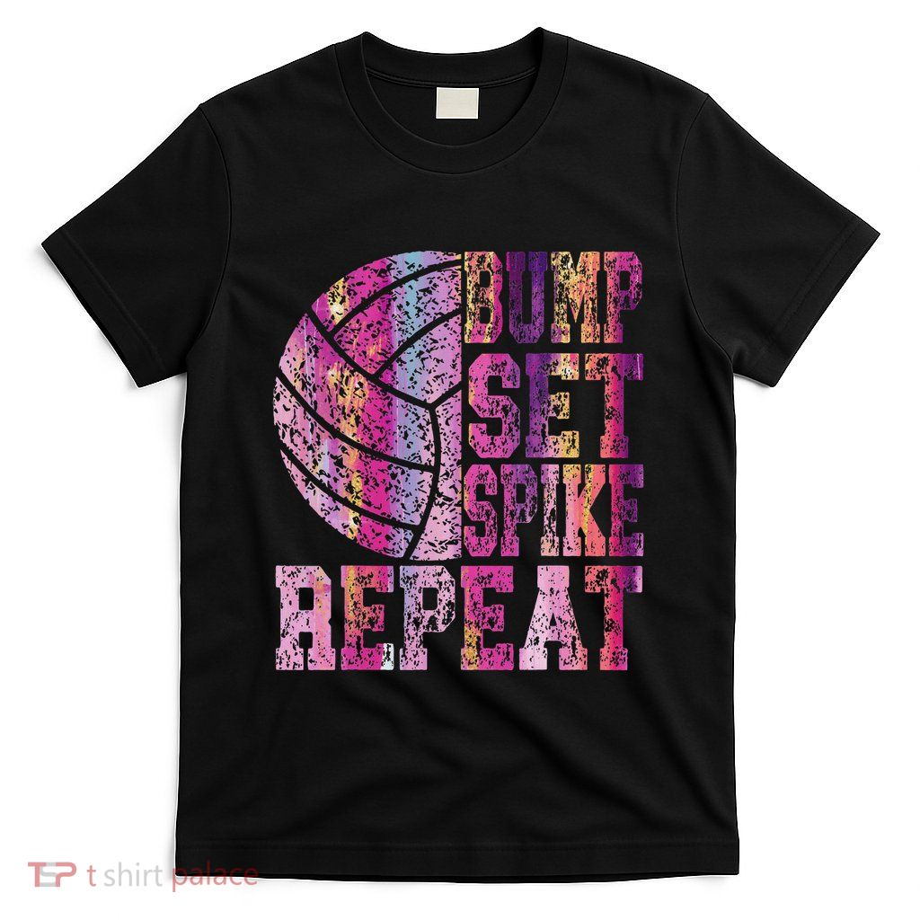 Colorful N Volleyball Bump Set Spike Repeat T-Shirt