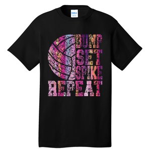 Colorful N Volleyball Bump Set Spike Repeat Tall T-Shirt