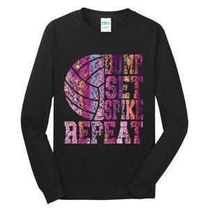 Colorful N Volleyball Bump Set Spike Repeat Tall Long Sleeve T-Shirt