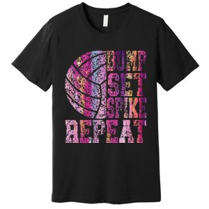 Colorful N Volleyball Bump Set Spike Repeat Premium T-Shirt