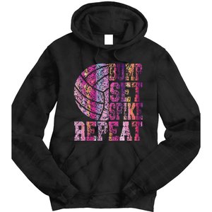 Colorful N Volleyball Bump Set Spike Repeat Tie Dye Hoodie