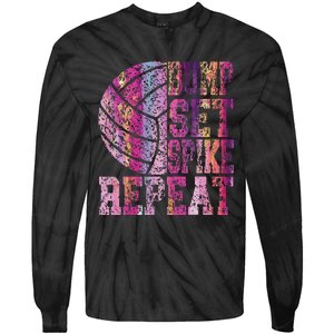 Colorful N Volleyball Bump Set Spike Repeat Tie-Dye Long Sleeve Shirt