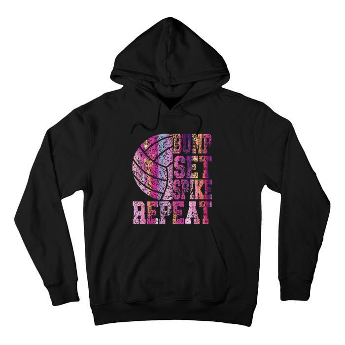 Colorful N Volleyball Bump Set Spike Repeat Tall Hoodie