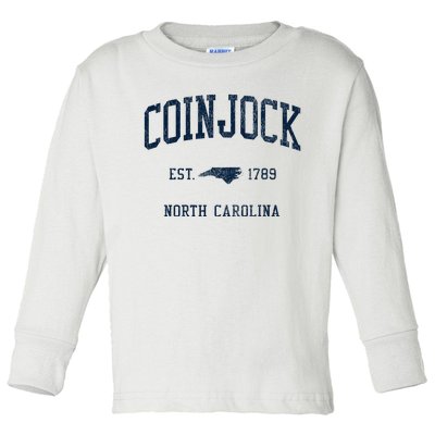 Coinjock Nc Vintage Athletic Sports Toddler Long Sleeve Shirt