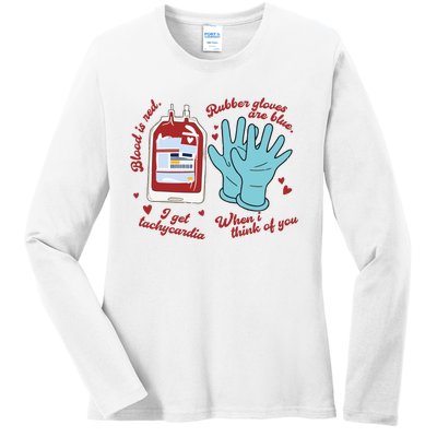 Cute Nurse Valentines Day Ladies Long Sleeve Shirt