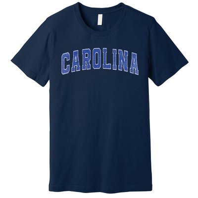 Carolina Nc Vintage Sports Blue Retro Varsity Text Premium T-Shirt