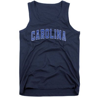 Carolina Nc Vintage Sports Blue Retro Varsity Text Tank Top