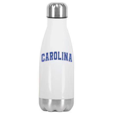 Carolina Nc Vintage Sports Blue Retro Varsity Text Stainless Steel Insulated Water Bottle