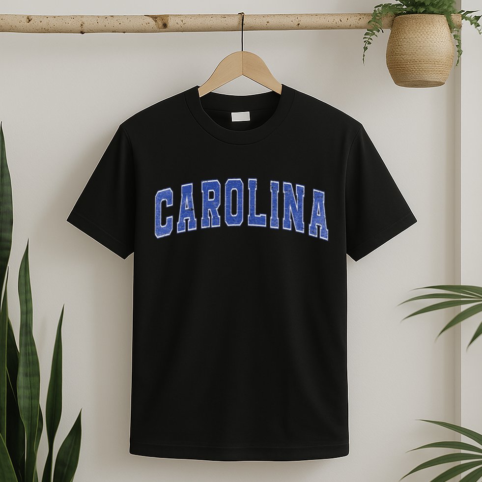 Carolina Nc Vintage Sports Blue Retro Varsity Text T-Shirt