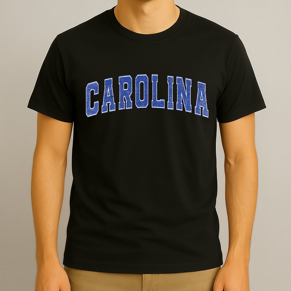Carolina Nc Vintage Sports Blue Retro Varsity Text T-Shirt