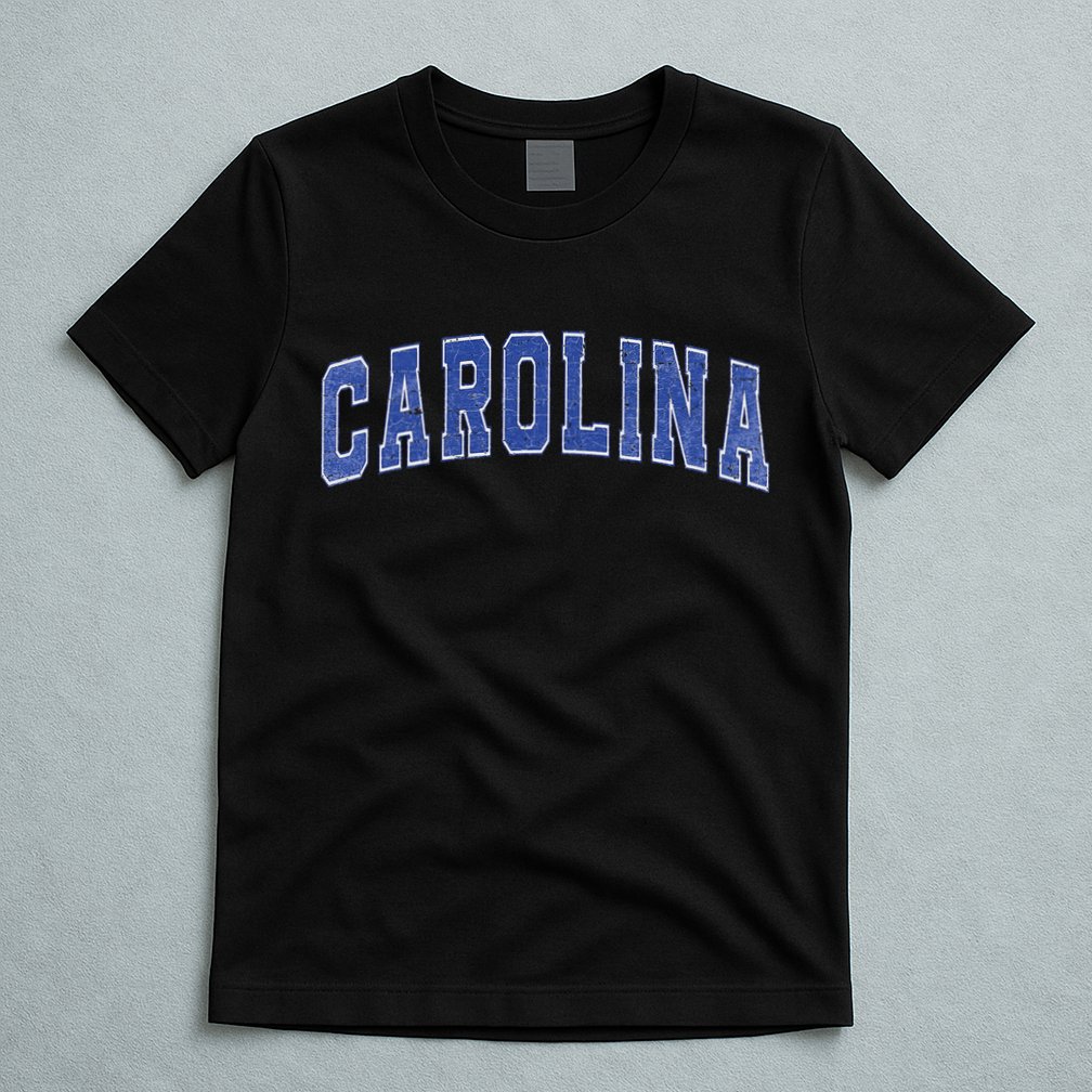 Carolina Nc Vintage Sports Blue Retro Varsity Text T-Shirt