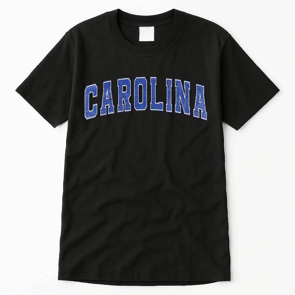 Carolina Nc Vintage Sports Blue Retro Varsity Text Tall T-Shirt