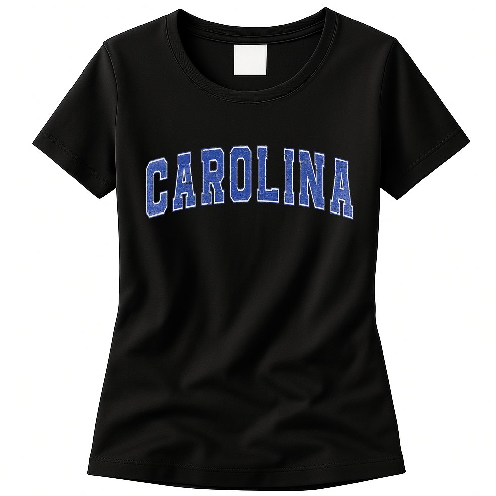Carolina Nc Vintage Sports Blue Retro Varsity Text Womens T-Shirt