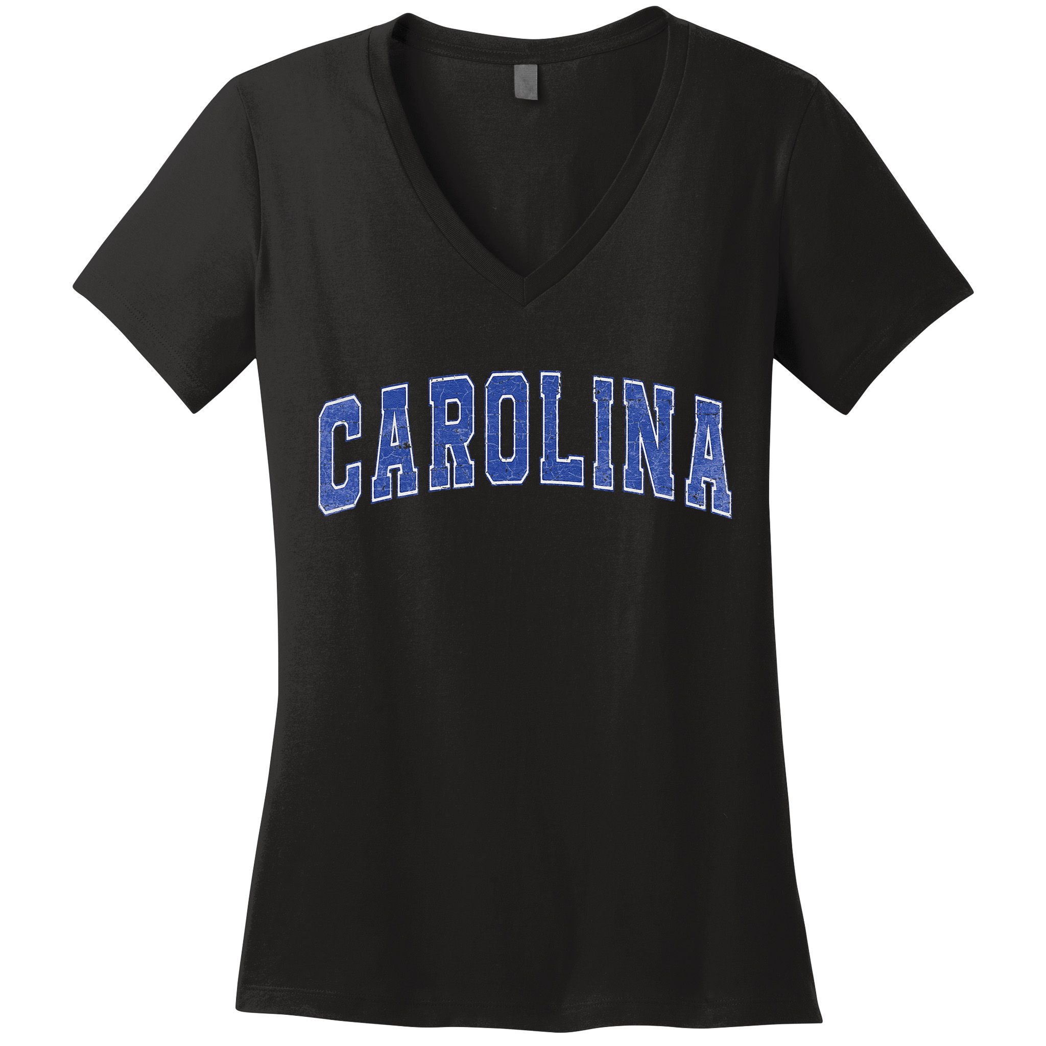 Carolina Nc Vintage Sports Blue Retro Varsity Text Women's V-Neck T-Shirt