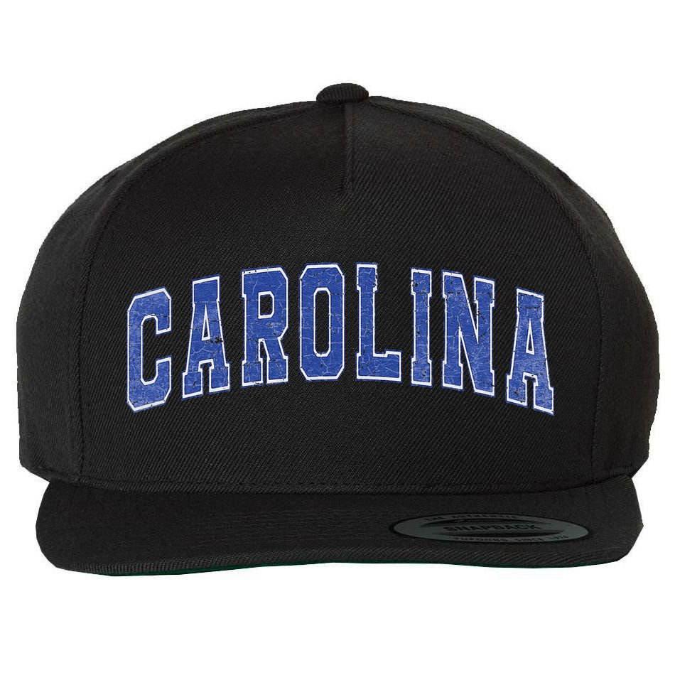 Carolina Nc Vintage Sports Blue Retro Varsity Text Wool Snapback Cap