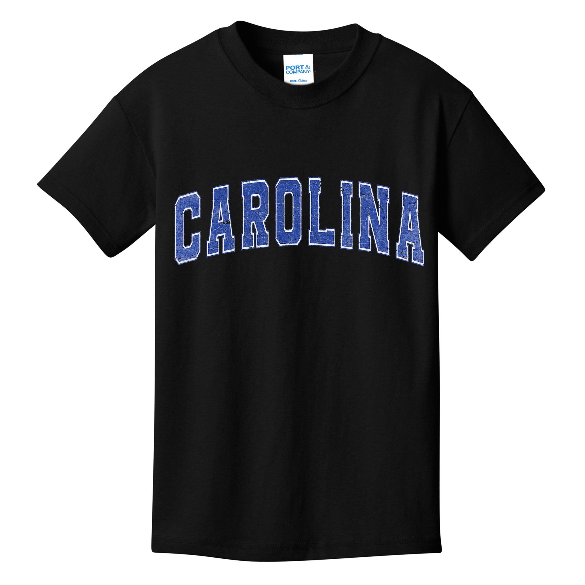 Carolina Nc Vintage Sports Blue Retro Varsity Text Kids T-Shirt