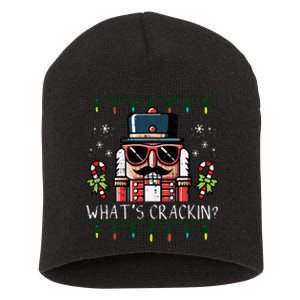 Christmas Nutcracker Whats Crackin Funny Xmas Short Acrylic Beanie