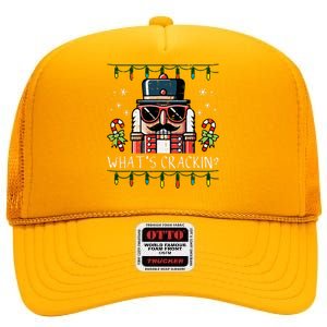 Christmas Nutcracker Whats Crackin Funny Xmas High Crown Mesh Back Trucker Hat