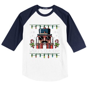 Christmas Nutcracker Whats Crackin Funny Xmas Baseball Sleeve Shirt