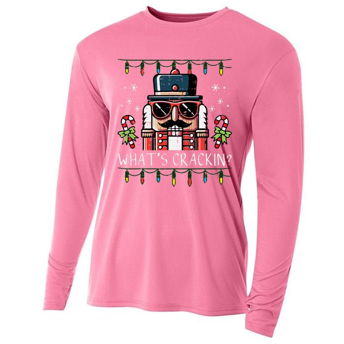 Christmas Nutcracker Whats Crackin Funny Xmas Cooling Performance Long Sleeve Crew