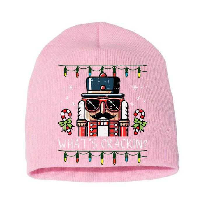 Christmas Nutcracker Whats Crackin Funny Xmas Short Acrylic Beanie