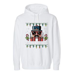 Christmas Nutcracker Whats Crackin Funny Xmas Garment-Dyed Fleece Hoodie