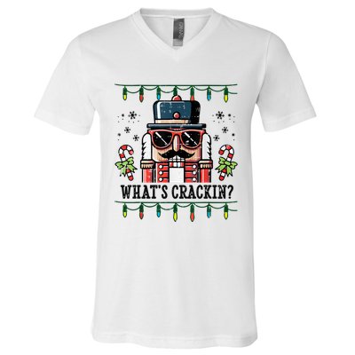 Christmas Nutcracker Whats Crackin Funny V-Neck T-Shirt