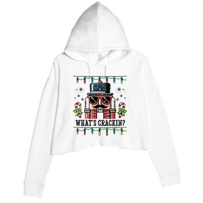 Christmas Nutcracker Whats Crackin Funny Crop Fleece Hoodie