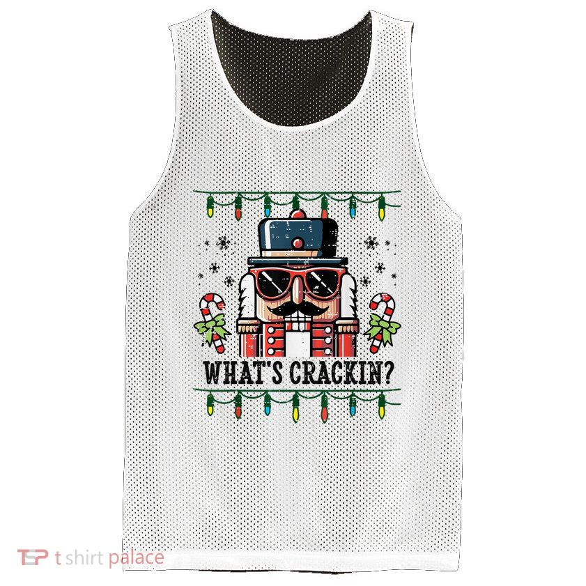 Christmas Nutcracker Whats Crackin Funny Mesh Reversible Basketball Jersey Tank
