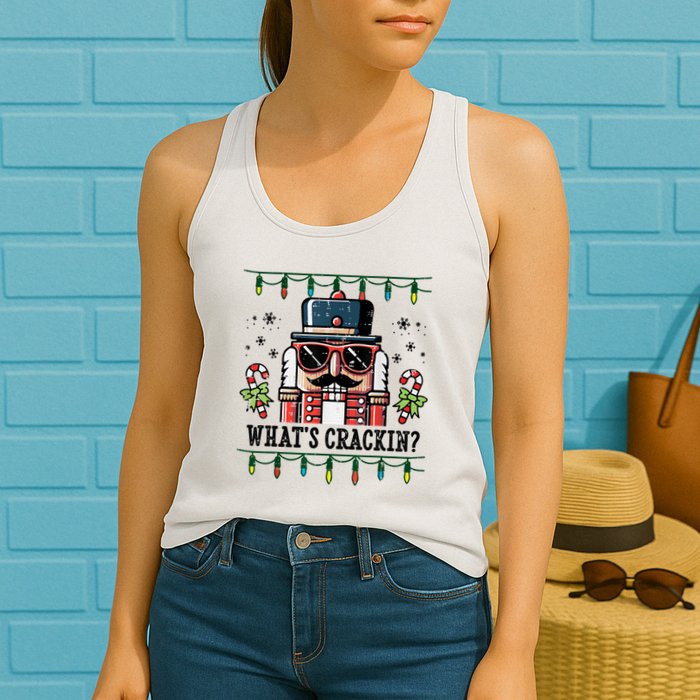 Christmas Nutcracker Whats Crackin Funny Womens Tank Top