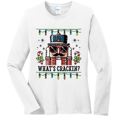 Christmas Nutcracker Whats Crackin Funny Ladies Long Sleeve Shirt