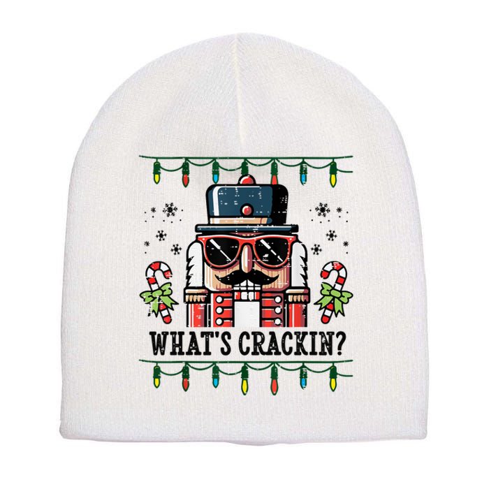 Christmas Nutcracker Whats Crackin Funny Short Acrylic Beanie