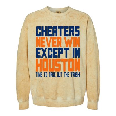 Cheaters Never Win Except In Houston Baseball Cheat Funny Colorblast Crewneck Sweatshirt