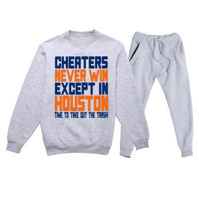 Cheaters Never Win Except In Houston Baseball Cheat Funny Premium Crewneck Sweatsuit Set