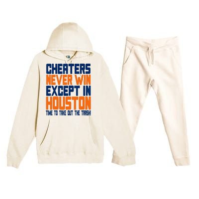 Cheaters Never Win Except In Houston Baseball Cheat Funny Premium Hooded Sweatsuit Set