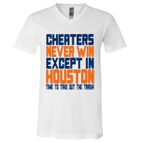 Cheaters Never Win Except In Houston Baseball Cheat Funny V-Neck T-Shirt