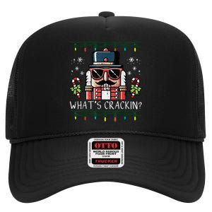 Christmas Nutcracker Whats Crackin Funny Xmas High Crown Mesh Back Trucker Hat