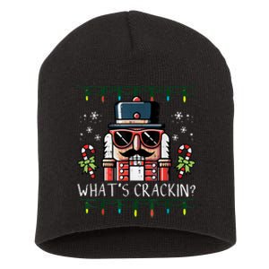 Christmas Nutcracker Whats Crackin Funny Xmas Short Acrylic Beanie