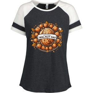 Celebrate National Walnut Day Gift Enza Ladies Jersey Colorblock Tee