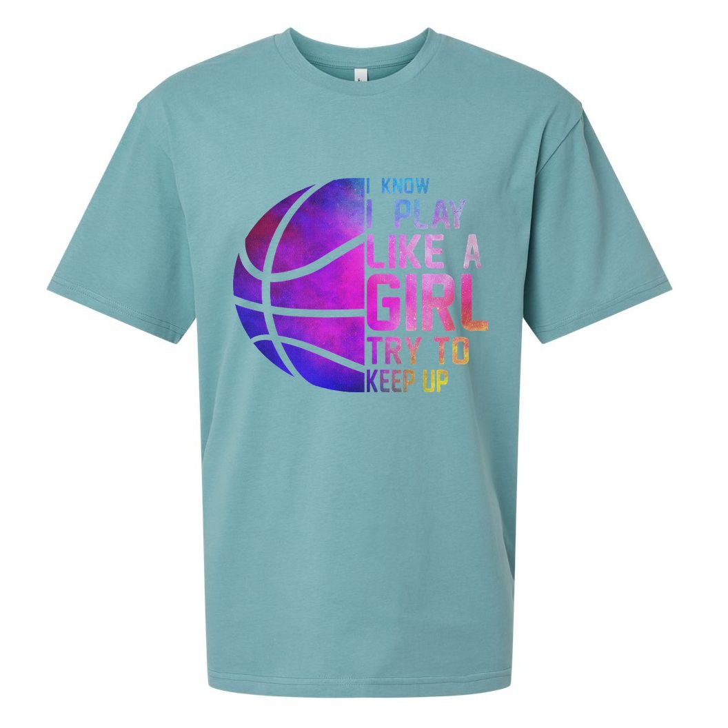 Colorful Ns& Women I Know I Play Like A Girl Basketball Sueded Cloud Jersey T-Shirt