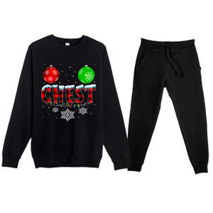 Chest Nuts Xmas Matching Couples Chestnuts Christmas Chest Funny Gift Premium Crewneck Sweatsuit Set